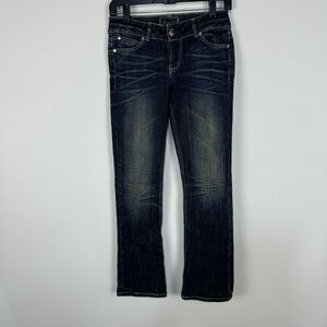 Wrangler Dark Wash Studded Flap Pocket Boot Cut Jeans Western Rodeo